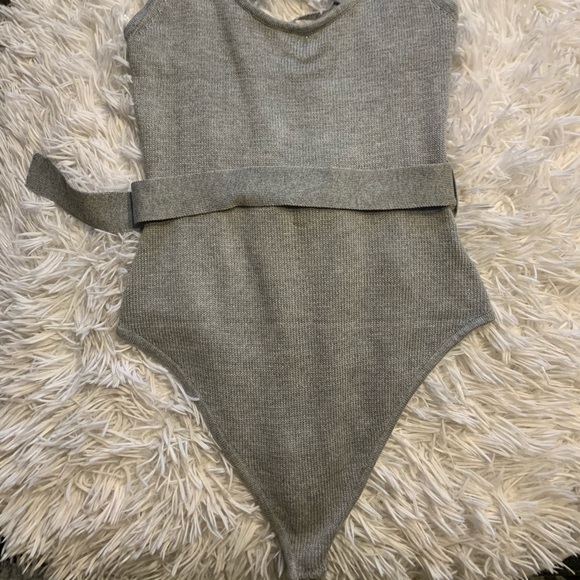 Gray laced up bodysuit with waist belt 2 (S) avail - Picture 6 of 13